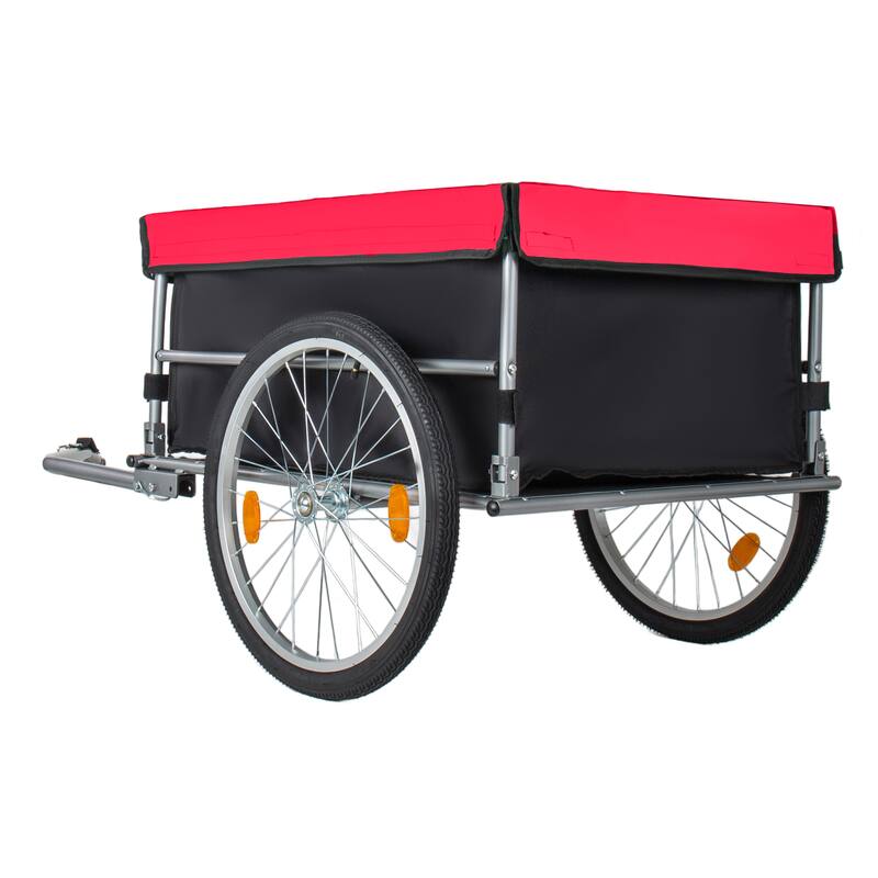 Bike Cargo Trailer with 20" Wheels, Removable Cover, Folding Frame Quick Release, Bike Cart Bike Wagon Trailer for Luggage