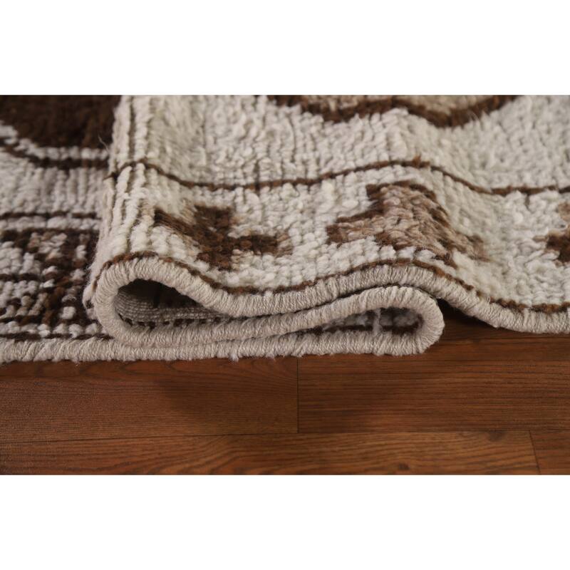 Natural Dye Beige Anatolian Turkish Runner Rug Handmade Wool Carpet - 3'6"x 10'11"