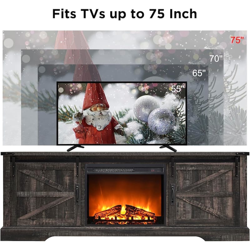 Farmhouse Fireplace TV Stand, Rustic Entertainment Center