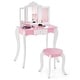 preview thumbnail 8 of 7, Gymax Kid Vanity Table and Chair Detachable Tri-Folding Mirror Pretend