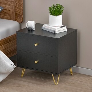 Kerrogee Modern Black 2-drawer Nightstand - Bed Bath & Beyond - 34605603