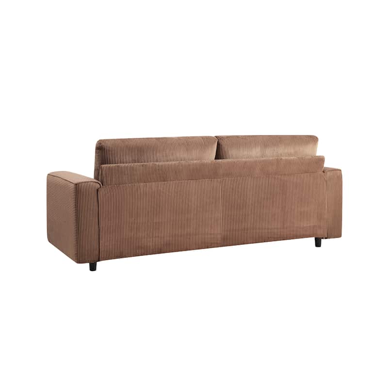 Modern Contemporary Upholstered 2-Piece Corduroy Plush Tufted Sofa Set