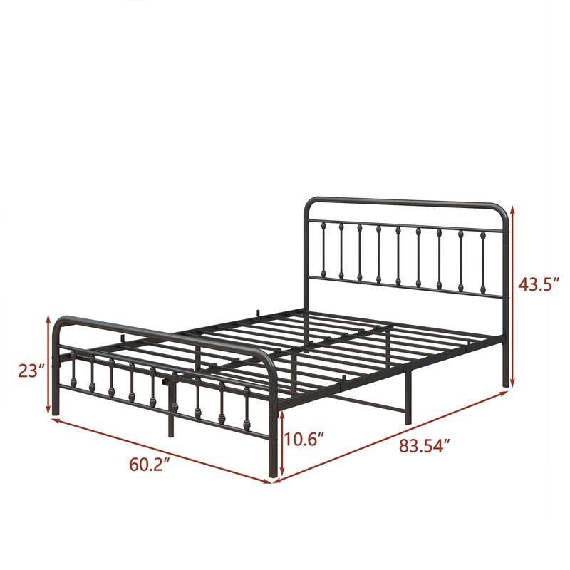 Modern Metal Platform Bed Frame with Headboard No Box Spring Needed Twin BLACK