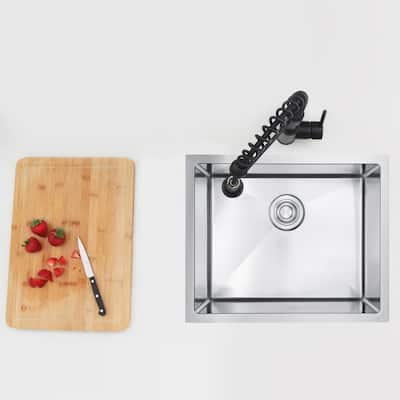 Dual Mount 22" Stainless Steel Single-Bowl Kitchen Sink Handmade - 22" x 18" x 12"