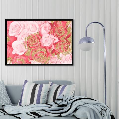 Oliver Gal 'Crimson Rose Gold' Floral and Botanical Wall Art Framed Print Florals - Pink, Gold