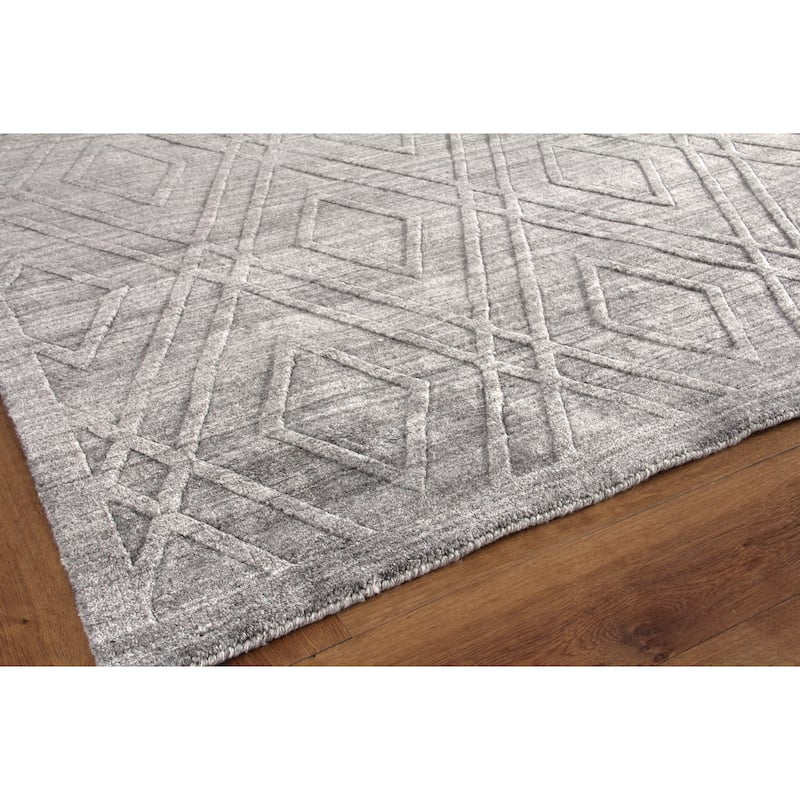 EXQUISITE RUGS Castelli Hand-loomed Bamboo Silk/Wool Grey Area Rug.