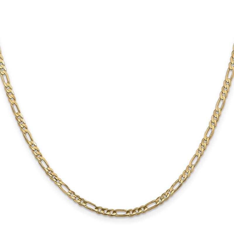 Curata 10k Yellow Gold Unisex Solid 3mm Concave Figaro Chain Bracelet Options: 7" 8" 9"