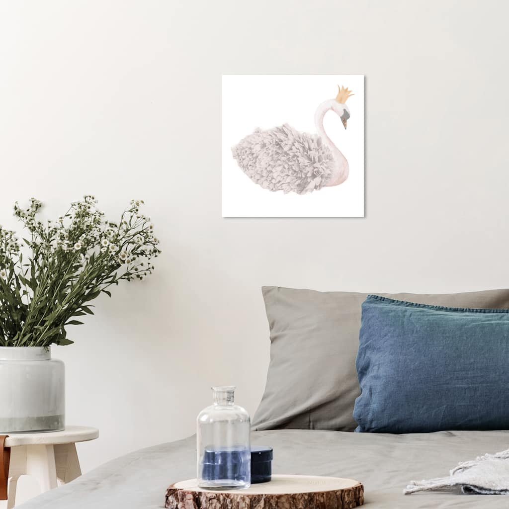 Wynwood Studio Canvas Animals Ballet Bird with Crown White and Light Yellow Traditional Wall Art Canvas Print