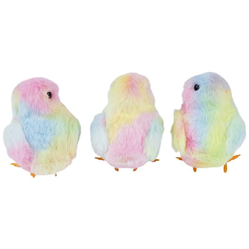 Plush Tie Dye Easter Chick Figurines - 4.25" - Set of 3