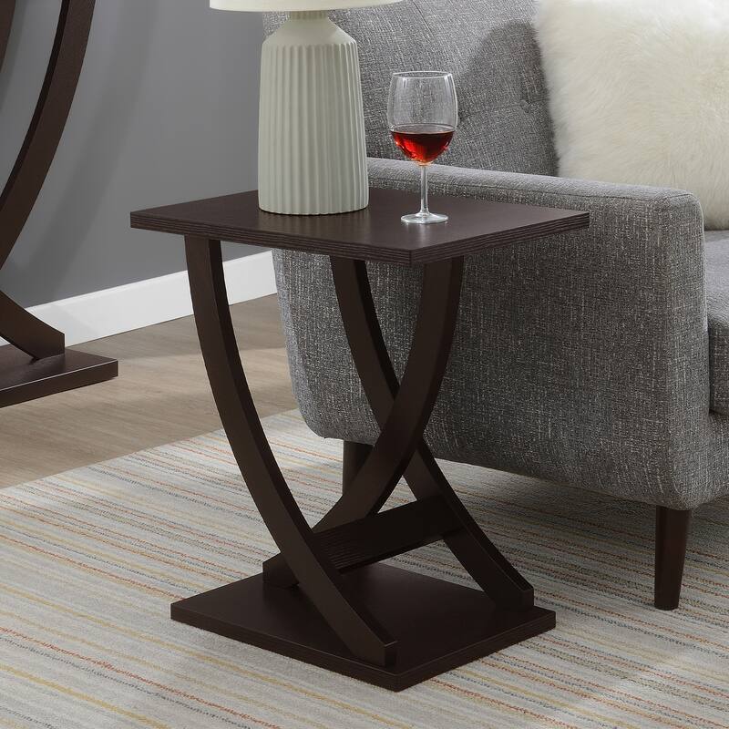Criss-Cross Chairside End Table with Woodgrain Finish, Modern Accent Side Table for Living Room or Bedroom Décor - 15.5