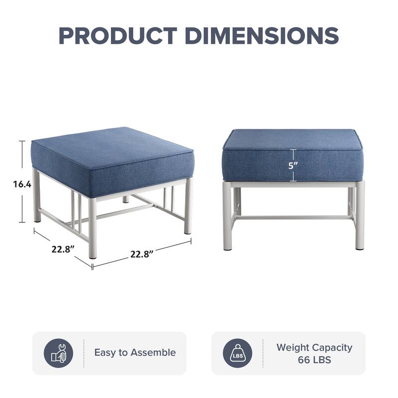 Gymojoy Outdoor Ottoman with Olefin Cushion, Weather-Resistant Patio Footrest for Deck & Porch