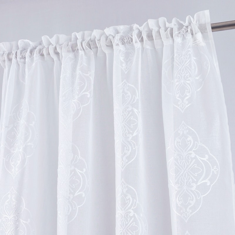 Embroidered Sheer Window Curtain Collection 84" or 95"