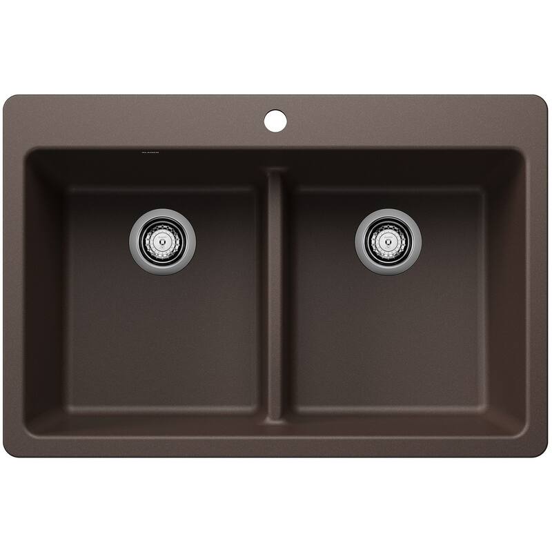 Blanco 443205 Liven 33" Drop-In/Undermount 50/50 Double Basin - Cafe Brown