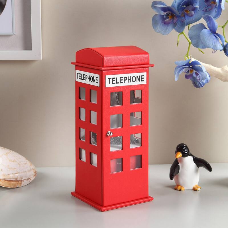 11.5" Tall Leather Jewelry Box - Red