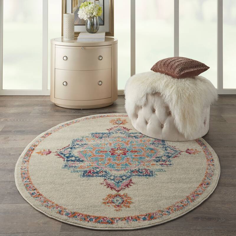 Nourison Cayuga Transitional Ivory/Multi Medallion Area Rug