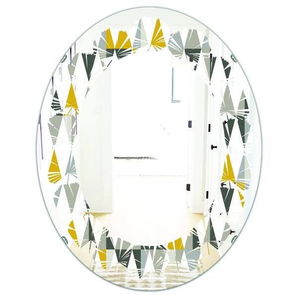 Designart 'Diamond Retro VIII' Printed Modern Round or Oval Wall Mirror