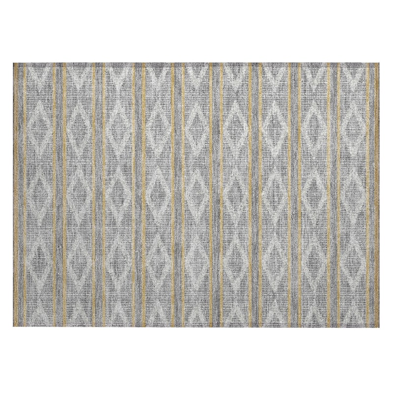 Machine Washable Indoor/ Outdoor Diamond Stripe Chantille Rug