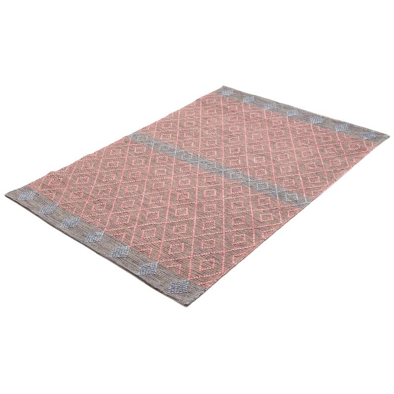 ECARPETGALLERY Braid weave Sienna Dark Pink Wool Rug - 5'0 x 7'10