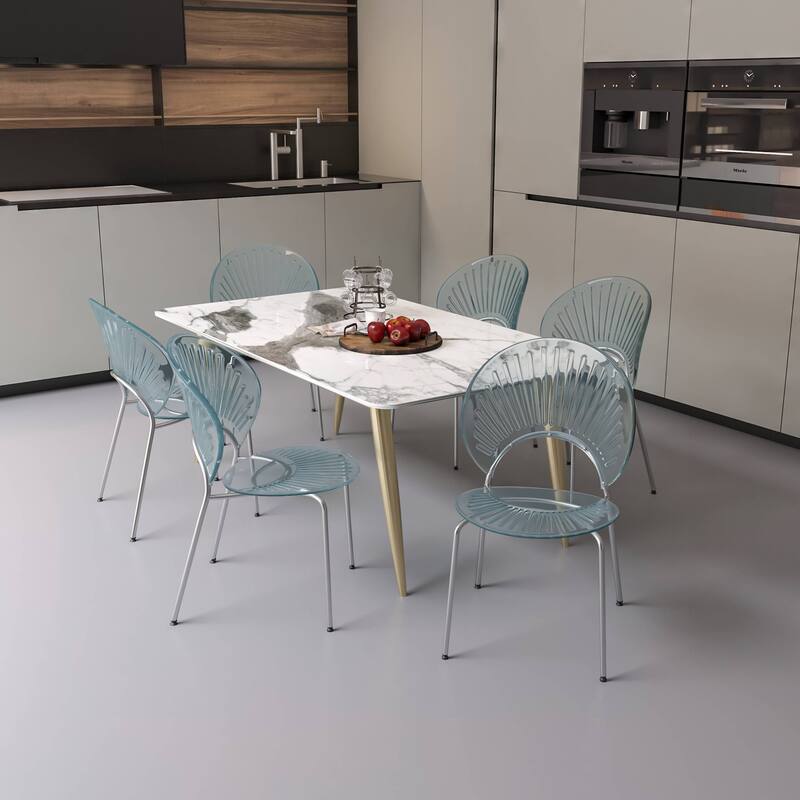 Opulent Plastic Dining Side Chair With Chrome Base Set of 4