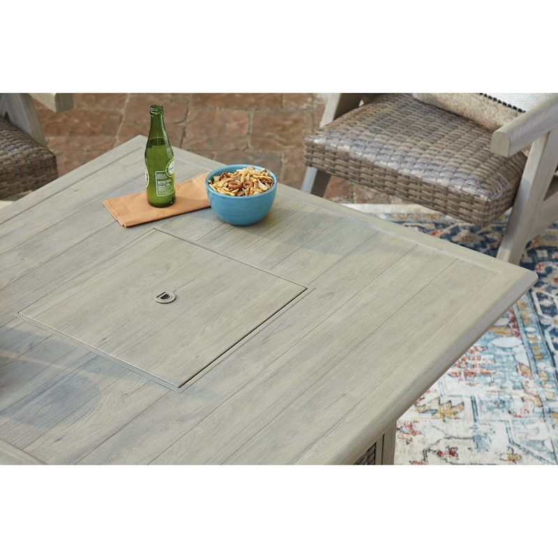 Signature Design by Ashley Carisbo Beige Fire Pit Table - 42" W x 42" D x 25" H