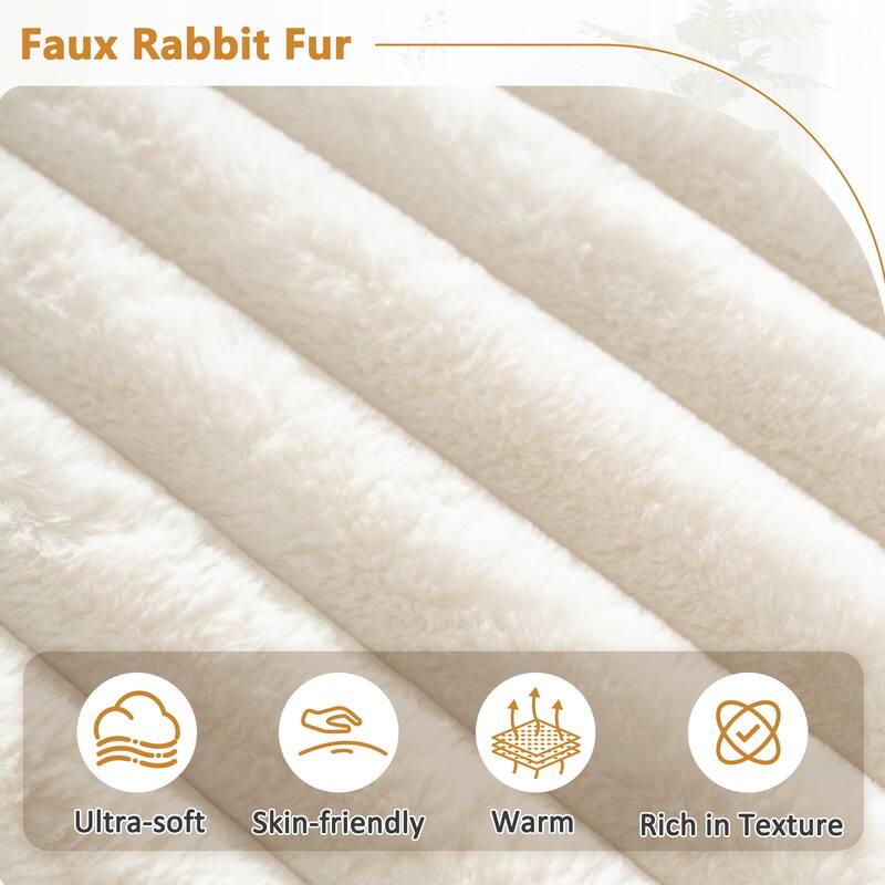 110" Free-combined Sofa, Beige, Faux Fur Upholstered