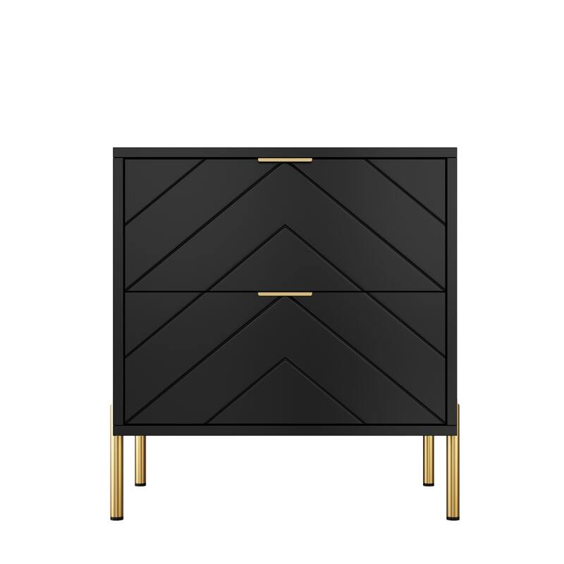 Clihome Modern 2-Drawer Storage Nightstand