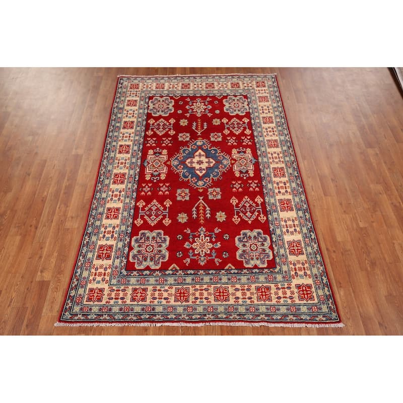 Traditional Red Kazak Oriental Area Rug Handmade Wool Carpet - 4'9" x 7'4"