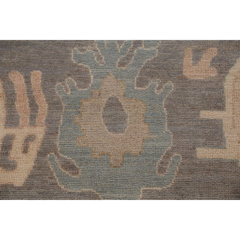 Hand Knotted Oriental 100% Wool Carpet Transitional All-Over Greys & Charcoal Oushak Area Rug - 13' 10'' X 10' 2''