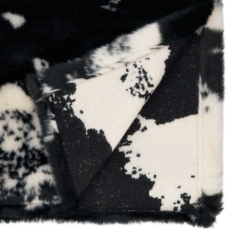 Cow Hide Design Faux Fur Runner