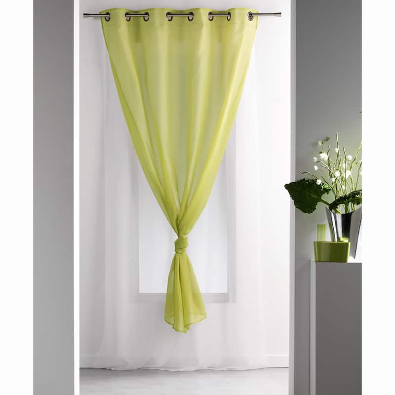 Double Layer Window Extra Wide Curtain Drape Elegant Two-Tone Sheer Curtain - 1 Panel - Green/White