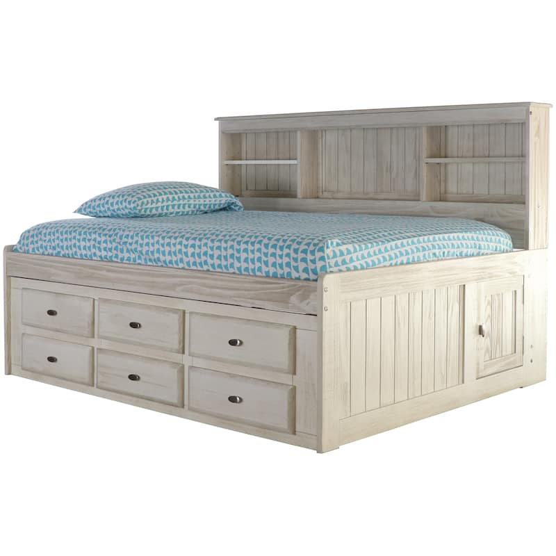 OS Home and Office Furniture Model 85223K6-22, Solid Pine Full Daybed with Six Drawers in Light Ash