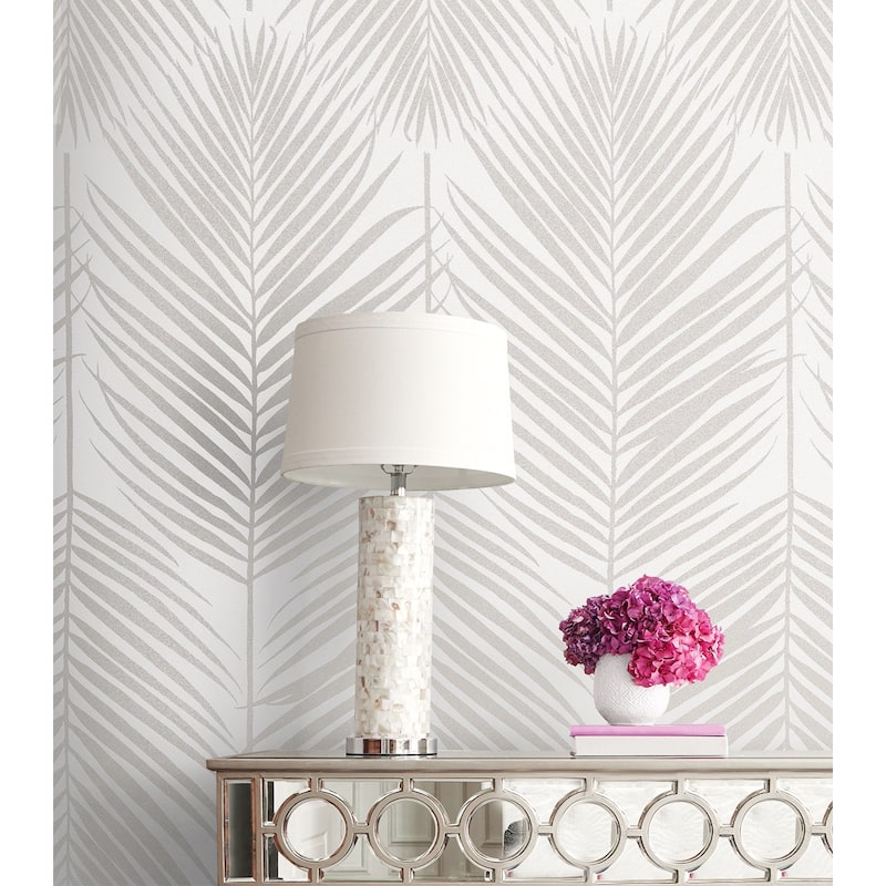 Seabrook Designs Persei Palm Glass Beaded Unpasted Wallpaper