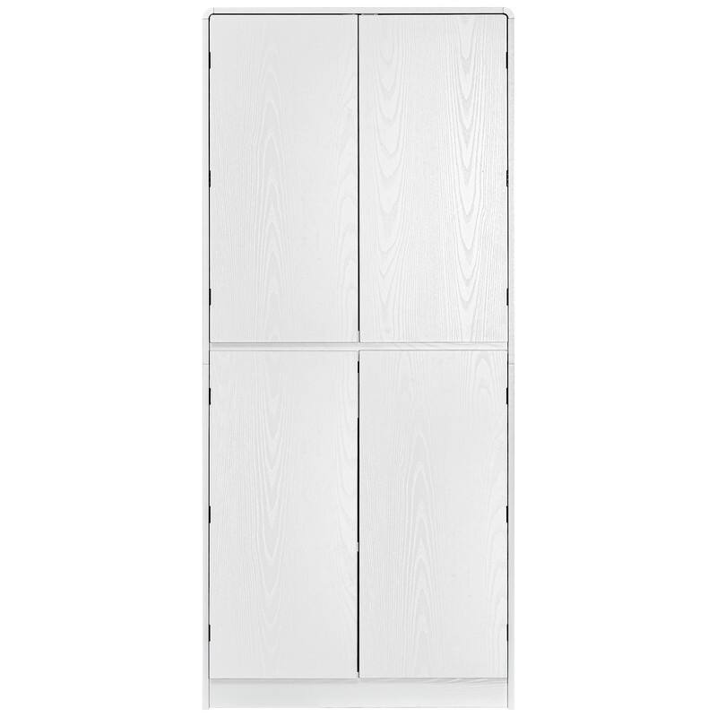 Farmhouse 72" Tall Kitchen Pantry Cabinet, Freestanding Curved Design with Adjustable Shelves and Hidden Drawer