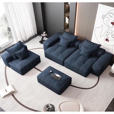 184.25" Oversized Modular Sectional Sofa Chenille Fabric Soft Cushion Sofa with 6 Pillows,No Assembly Required