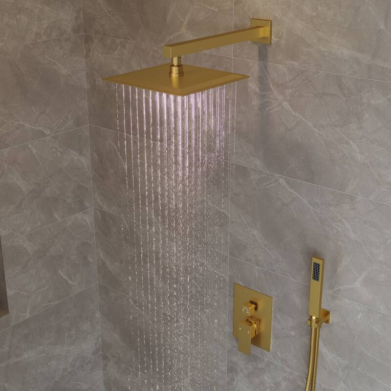 Pressure Balanced Shower Faucet System ,10" LED Shower Head with Handheld Spray