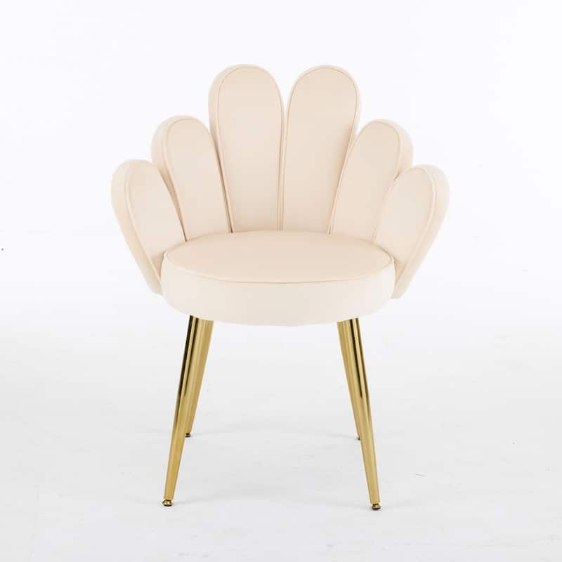 Scalloped Petal Velvet Accent Chair with Pillows