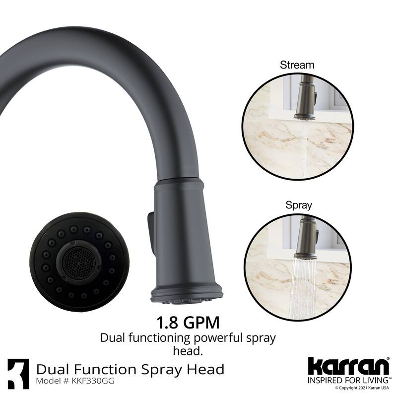 Karran Elwood One-Handle Pull Down Dual Function Sprayer Kitchen Faucet