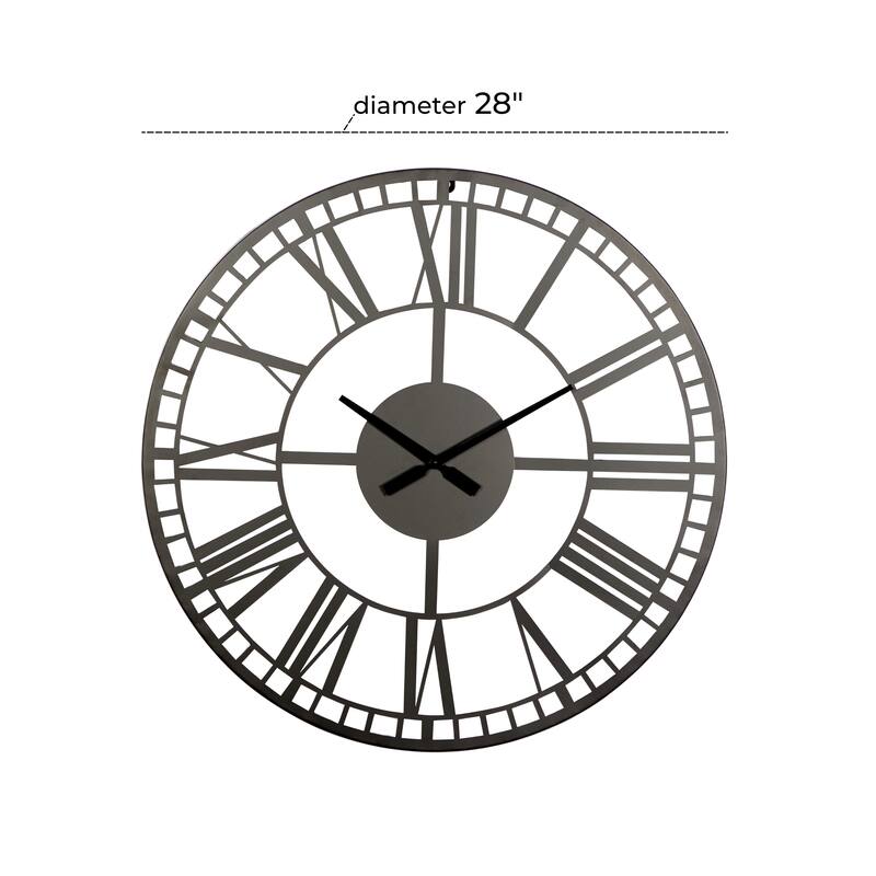 Black Metal Open Cutout Frame Decorative Wall Clock