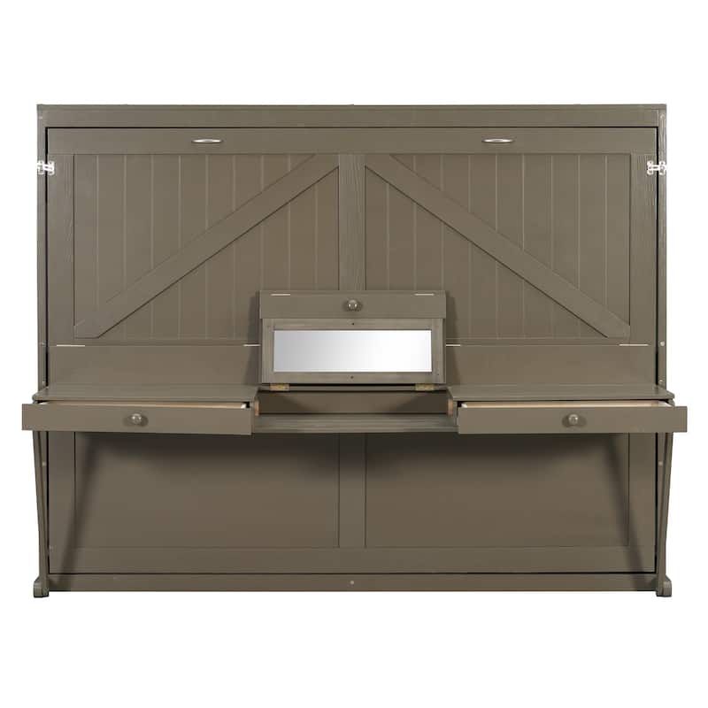 Queen Wall Murphy Bed with Flip-Down Vanity Desk by Harper&Bright Designs
