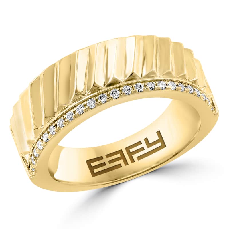 EFFY Men's Gold-Plated 925 Sterling Silver Diamond Ring - White