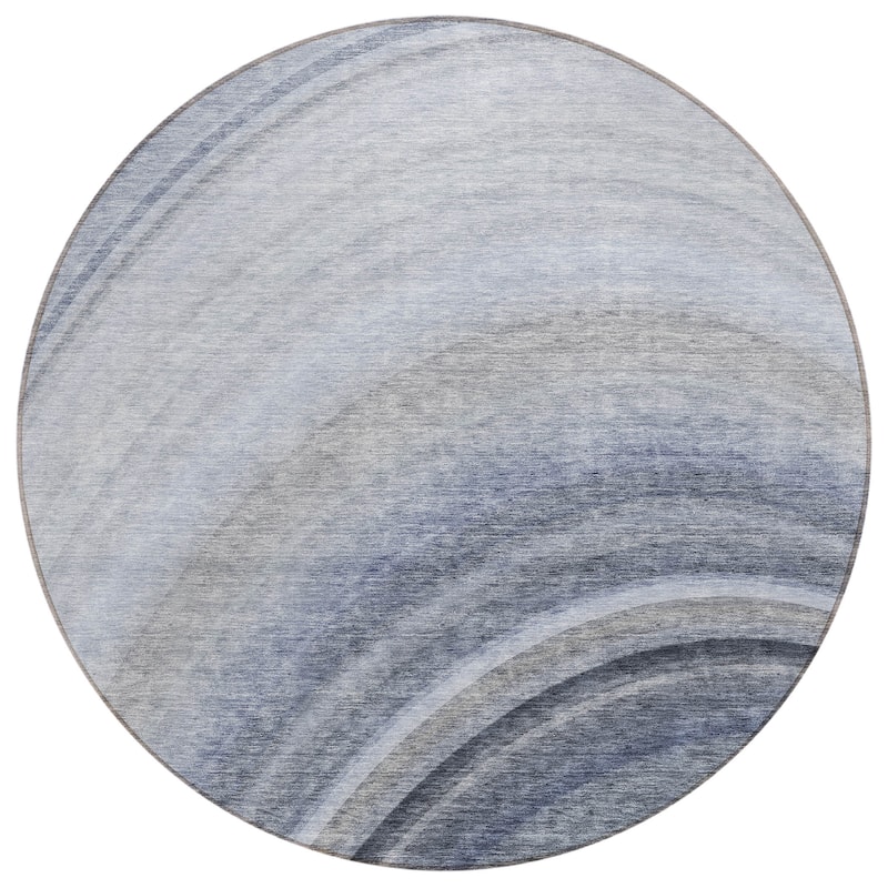 Machine Washable Indoor/ Outdoor Chantille Abstract Wave Rug