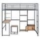preview thumbnail 13 of 38, Full Size Metal Loft Bed with Bulit-in Desk and Stool, Heavy Duty Loft Bedframe with Cabinet and Open Storage Shelves for Kids