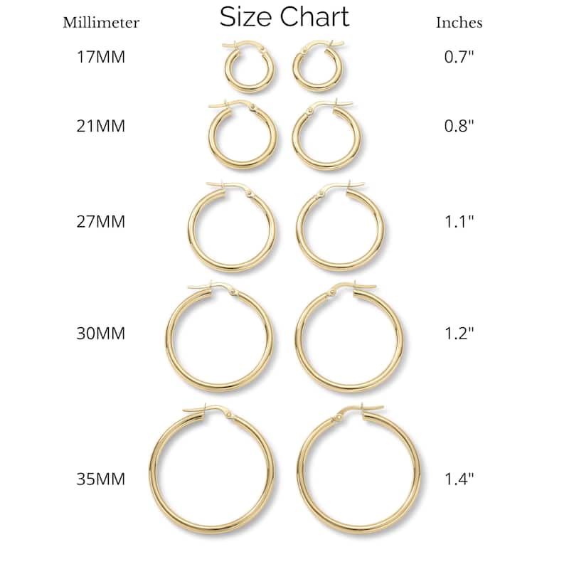 Clover 14k Yellow Gold High-Polish Round Hoop Earrings 2.5mm