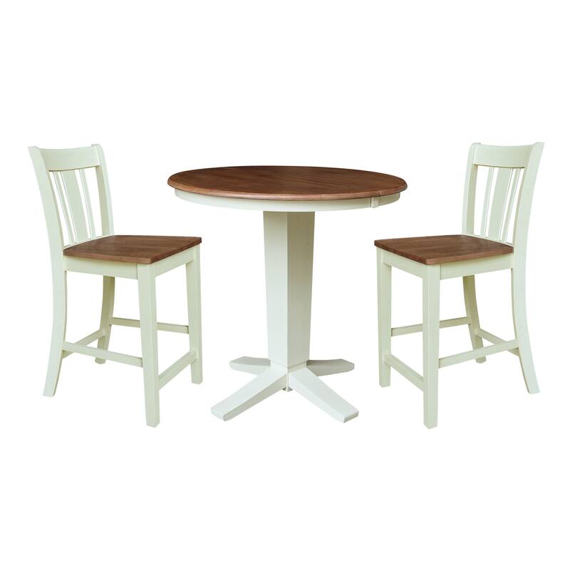 36" Round Extension Table with Counter Height Stools - 3-Piece