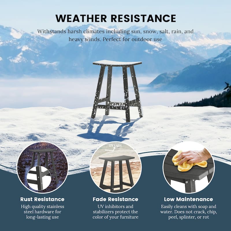 Laguna Hdpe All Weather Outdoor Patio 24" Saddle Seat Counter Stool