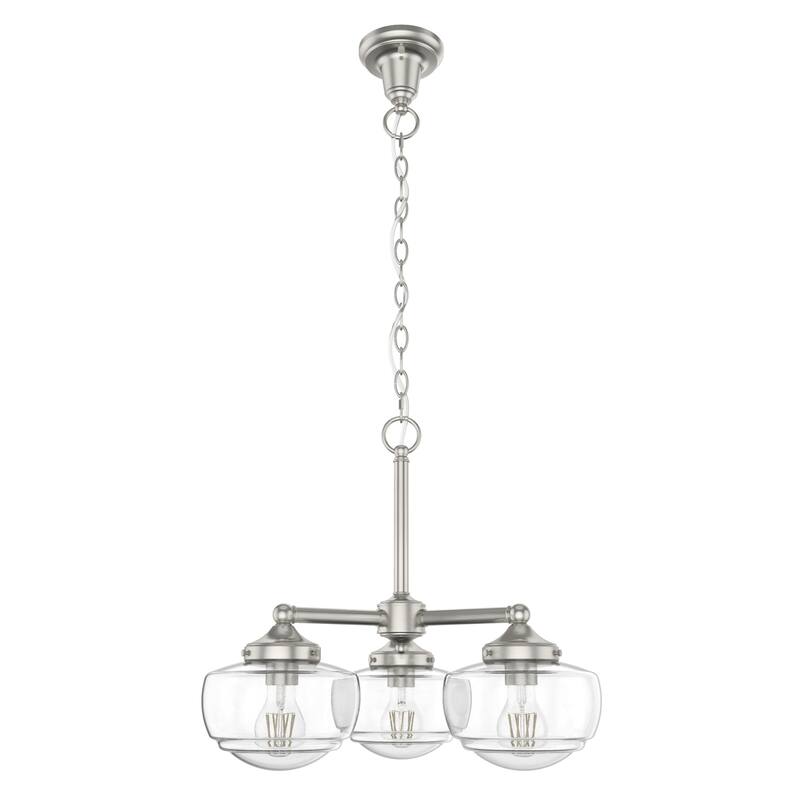 Hunter Saddle Creek Contemporary Schoolhouse Chandelier - Clear or White Glass Globes - Entry, Dining Room, Kitchen Table