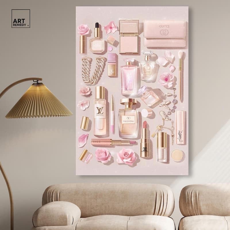 Light Make Up Accessories Canvas by Art Remedy, Gallery Wrapped