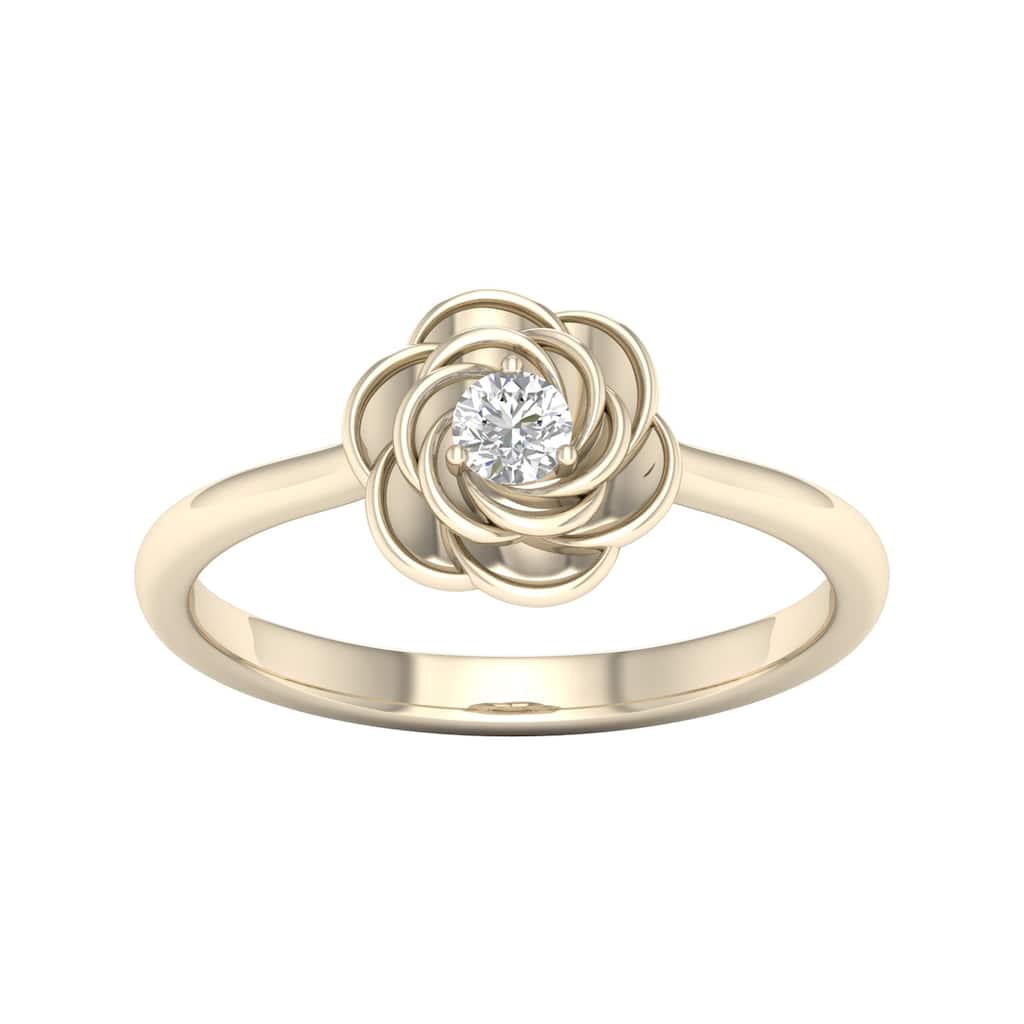DeCouer 10k Gold 1/10ct TDW Diamond Flower Promise Ring