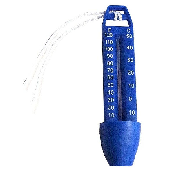 6.5" Economy Blue and White Easy Read Swimming Pool Thermometer with Cord
