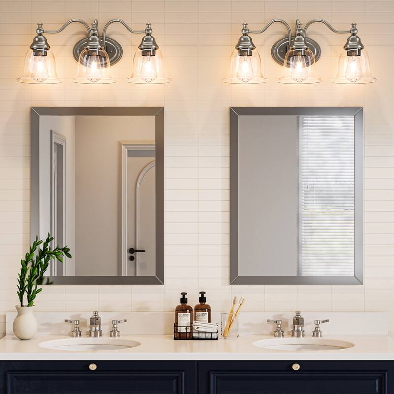 Modern 3-Light Bathroom Vanity Light with Clear Glass Shade
